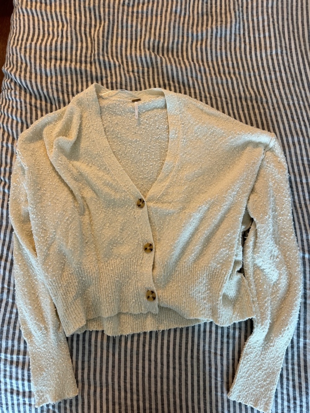 Free People Knit Boucle Cardigan Sweater - White